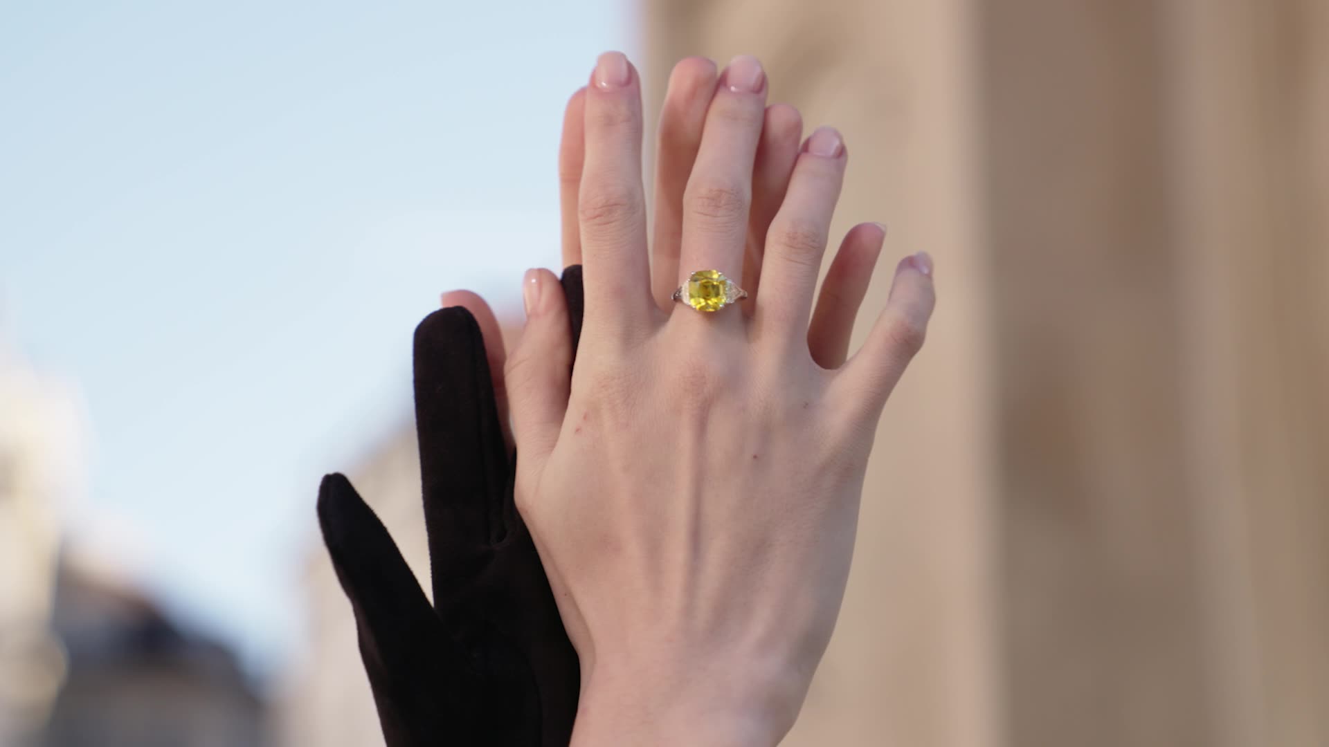 Niobim ring worn on a hand